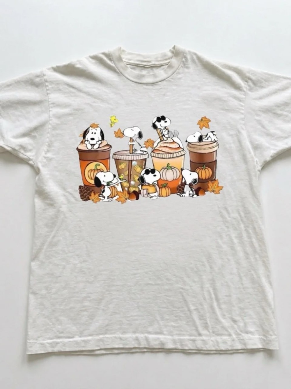 White Snoopy Pumpkin & Coffee Graphic Tee